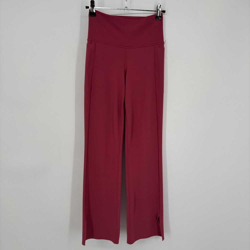 Athleta Transcend Stash Crop Side Slit Hem Pants Berry Pink High Rise Size Small - Picture 1 of 12